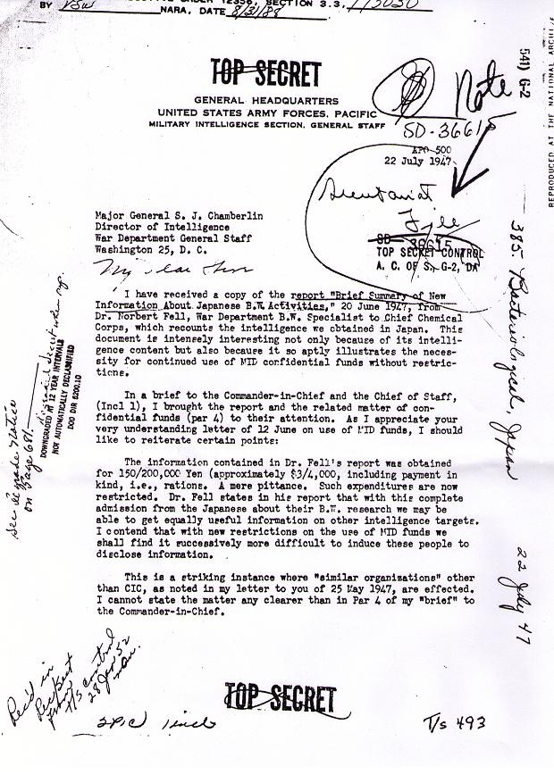 CBW Top Secret Letter  7-22-1945 doc page 1 of 2