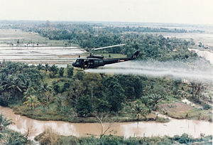 U.S. Huey-helicopter spraying Agent Orange in Vietnam